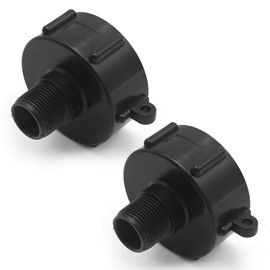 CADUFUELLY 2Pcs 275 330 Gallon IBC Tote Adapter, 2" Coarse Thread x 3/4" Garden Hose Male IBC Tote Fitting, Drain Water Tank Hose Adapter