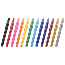 Pentel SES15C-12 Autograph Pen, Brush Touch, Set of 12 Colors