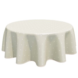 Home Direct Round Oilcloth PVC Wipe Clean Tablecloth Table Cover 140cm 55" Stars Beige