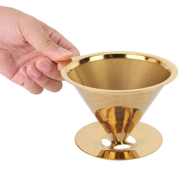 Coffee Filter Reusable, Gold Honeycomb Stainless Steel Reusable Coffee Filter