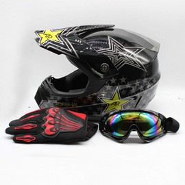 Motorcycle Helmet Adult Motocross ATV Dirt Bike Gift MTB Racing Helmet Protector Muti-color Helmet Set w/ Goggles (4 Size/M)