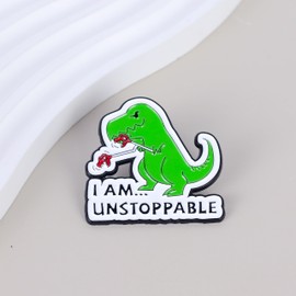 Funny T-Rex I Am Unstoppable Enamel Pins, Cute Dinosaur Humor Brooches, Cute Dinosaur Meme Badge Brooch, Hilarious T-Rex Dino Gift For Women Girls Men, Funny Car Dino Badges