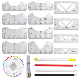 WUERKIYA Tshirt Ruler for Vinyl Alignment, 57 Pcs Tshirt Ruler Kit for Heat Transfer Vinyl HTV and Sublimation, PVC Tshirt Alignment Tool for Kids Youth Adult, Craft Sewing