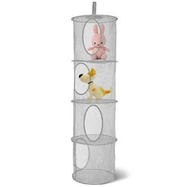 LoNinLoAn Hanging Mesh Storage Bag, Hanging Mesh Storage Bag with 4 Compartments, Mesh Hanging Storage Basket, Foldable Storage Bag, Net Hanging Storage, Toy, Small Clothes