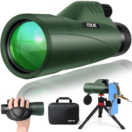 12x56 High Power Monocular Telescope with Tripod Bag, Handheld Monoculars for Adults with BAK4 Prism & FMC Lens, Suitable for Bird Watching Camping, New-Upgraded BAK4 - Hunter Green