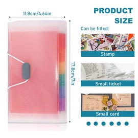 Accordion File Folder with 13 Compartments, Portable, Expandable, Accordion Plastic Folders, A6, Expanding Folder, Sorting Folder, Colorful File Folder, Rainbow File Folder