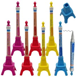 Maydahui Cute Eiffel Tower Ballpoint Pen, 0.02 inches (0.5 mm), Black Ink, Set of 8, Gel Ballpoint Pens, Stylish, Cute, Stationery, Present, Gift, Kids, Students