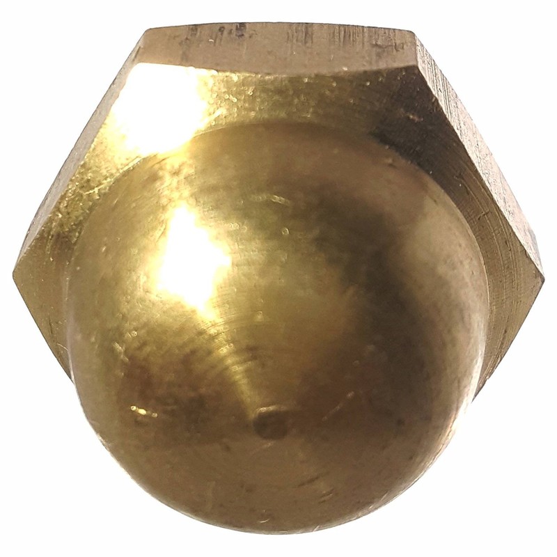 1/4-20 Hex Cap Nuts, Solid Brass, Grade 360, Commercial, Plain