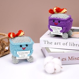 Purryegift 2PCS Emotional Support Dumpster Fire Crochet with Positive Card Funny Home Desk Decor Graduation Birthday Gifts for Women Men Inspirational Mothers Coworkers Gifts for Friend