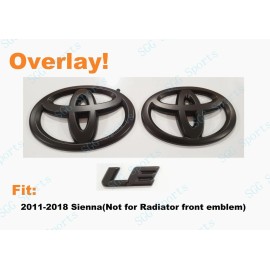 Toyota OEM 3PCS Matte Black Front Rear Toyota Logo LE OVERLAY emblem Fit 2011-2018 Sienna