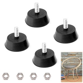 SHYSBV Pack of 4 screwable rubber feet, rubber buffer M8 x 35 mm, adjustable feet M8, adjustment screw, adjustable feet, moisture resistant and non-slip, rubber foot for furniture, appliances