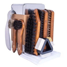FootFitter Ultimate Shoe Care Kit, Premium Shine Brush & Suede Tools for Cleaning, Polishing, Conditioning, and Restoring Leather, Nubuck & Suede Footwear (Made in Germany)