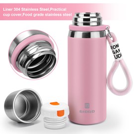 Stainless Steel Flask with Cup 700ml/23.6oz Vacuum Insulated Thermo Bottle Keep hot and Cold Water Bottles Coffee flasks.(Pink)
