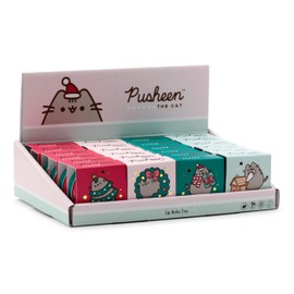 Puckator Pusheen the Cat Christmas 2023 Lip Balm in a Tin - Lip Care Stick Balms Chapstick Holiday Essentials For Women Family - Lipbalm Moisturiser Exfoliator Cream - Pretty Cute Lip Blam Bam