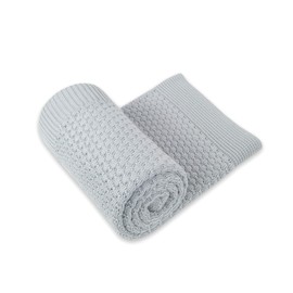 PIMKO 100% Bamboo Blanket, Baby Blanket, Knitted Blanket, Cuddly Blanket for Boys and Girls, Soft and Cuddly, Ideal for Home, Suitable for Allergy Sufferers, Natural Size, 80 x 100 cm (Steel)