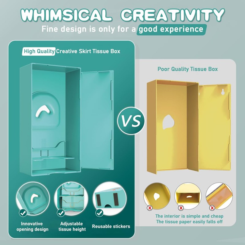 Tissue Box Cover, Creative Skirt Design Tissue Box Waterproof Retro