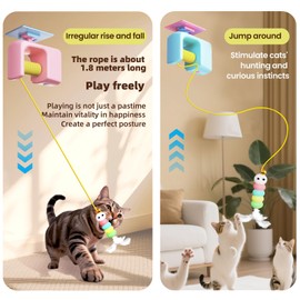 Interactive Automatic Cat Toy for Indoor Cats - Electric Door Hanging Toy with Feather Plush Caterpillar for Kittens, Fun Chase & Exercise, Cat Toys Interactive
