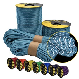 EdcX 4 mm Reflective Paracord 550 (15, 30, 50 m) - Type III, 100% Nylon Rope, 7 Strands Rope, 4 mm Nylon Rope in Many Colours