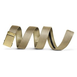 Mission Belt Men's Ratchet Belt - 40mm Gold Buckle/Tan Nylon Strap, Medium (Up to 35")