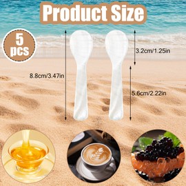 LLMSIX 5pcs Caviar Spoons, Mother of Pearl Spoon with Hand Craft Round Handle, Pearl Spoon for Caviar Egg Ice Cream Coffee Shell Spoons