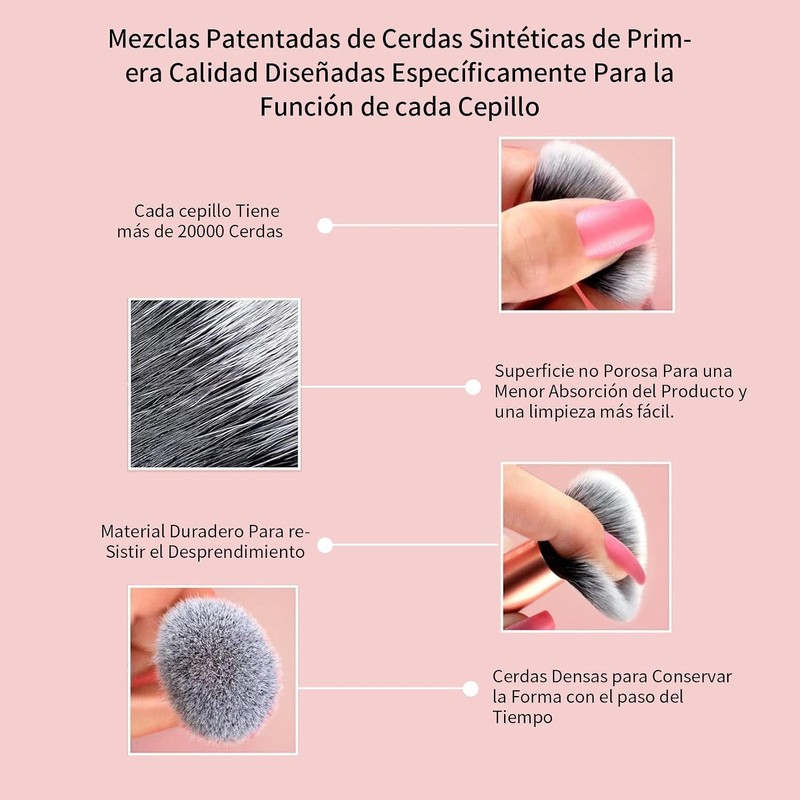 SADOWAY Set de brochas de maquillaje 5 piezas + esponja
