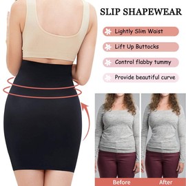 COMFREE Bodice Skirt Women's Underskirt High Waist Bodice Skirts Bodice Dress Figure Shaping Underskirt Half Skirt Belly Way Half Full Slip, 1# Skirts-Black