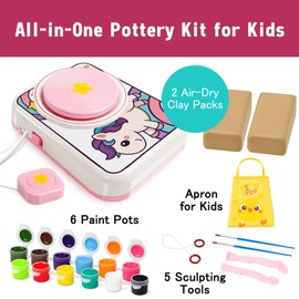 ROHSCE Ceramic Pottery Wheel Kit, Clay and Painting Set for Kids Creative Art Toys