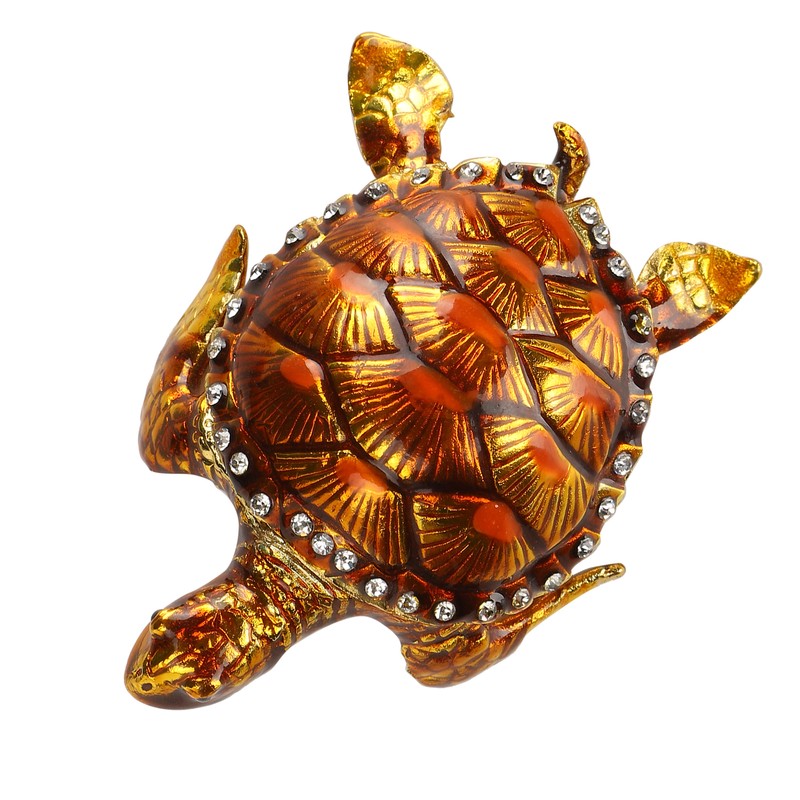 Tortoise Figurine Electroplated Turtle Jewelry Trinket Storage Box Ornament with