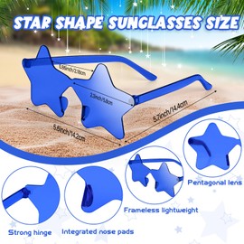 NACHLYNN Rimless Star Shaped Sunglasses Pentagram Glasses Transparent Sunglasses Valentine Day Party Favor (12, Dark Blue)