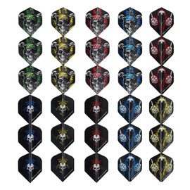 WLHGH Dart Flights Puncher Set, 1 Puncher, 30 Flights in 10 Skull Designs, and 30 Metal O-Rings, Standard Accessory for Darts