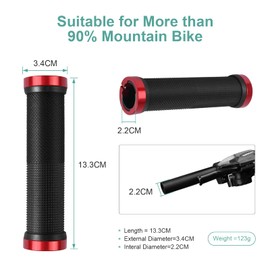 URAQT Bike Handlebar Grips, Soft Anti-slip Rubber Bicycle Handle Grip, Standard Bike Grips MTB Grips with Double Lock for Scooter Urban Bike Tricycle Wheel Chair MTB BMX Foldable Bicycle (Red)