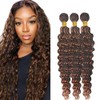AiPliantfis Human Hair Bundles Brown Wefts Real Hair Deep Wave