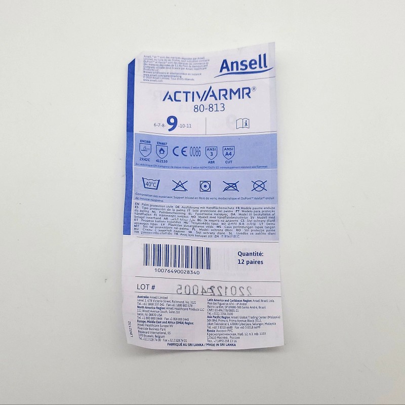 Ansell ACTIVARMR Work Gloves Size L 80-813 Flame Resistant Arc