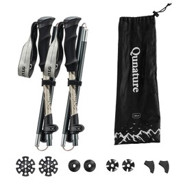 Qunature Hiking Poles Foldable Trekking Poles Lightweight Foldable 7075 Aluminium 110-130 cm for Men and Women Hiking Outdoor Ski Brown 1 Pair