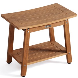 Large HDPS Shower Bench Seat, Waterproof Shower Stool for Inside Shower, Bath Shower Chair Seat for Shaving Legs, Spa Foot Rest Stool with Adjustable Feet, No Maintenance, Indoor/Outdoor Use, Brown