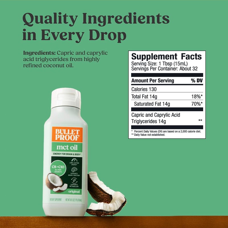 Bulletproof MCT Oil Made with C10 and C8 Oil, 16