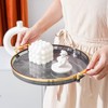 Round Tray with Gold Handle Elegant Multi Functional Golden Rim