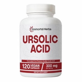 Immortal Herbs Pure Ursolic Acid Supplement 300mg, 120 Pills, Rosemary Leaf Extract Powder, Non-GMO and Gluten-Free Ursolic Acid Capsules for Women and Men