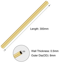 iMeistek Brass Tube, 8mm OD x 0.5mm Wall Thickness 300mm Length Seamless Straight Round Brass Tubing for DIY Crafts (3Pcs)