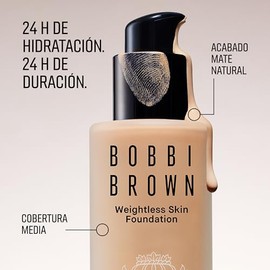Bobbi Brown Weightless Skin Foundation | Base de maquillaje con acabado natural, hidratación 24 horas y SPF 15