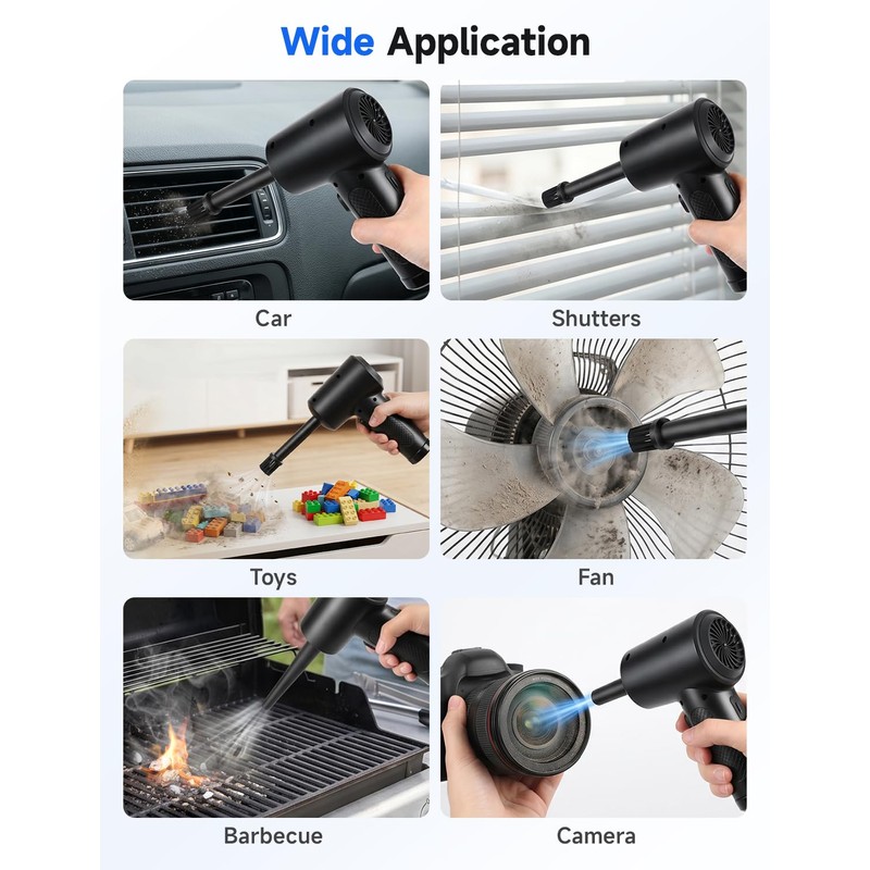 Compressed Air Duster, 100000RPM Electric Air Duster for Computer Keyboard,