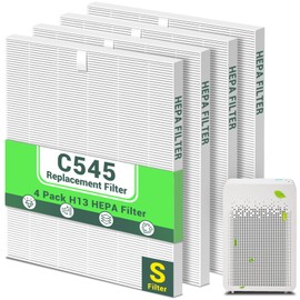 4Pack C545 Ture Hepa Replacement Filter S Compatible with winix C545 Replacement Filter S, For Winix C545 Air Purifier, Part # 1712-0096-00 and 2522-0058-00