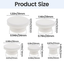 10 Pcs White Bathtub Jet Covers, Silicone Hole Plug Waterproof Tube Plugs, Non-Slip Heat-Resistant Reusable Jet Tub Cover Caps (5 Sizes17/23/25/29/31 mm)