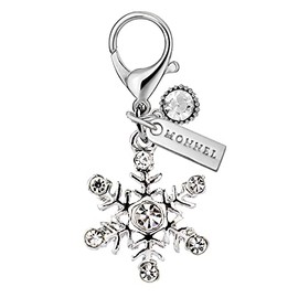 MONNEL MC307 Little Crystal Snowflake Lobster Clasp Charm for Women with Velvet Bag (White,1 Piece)
