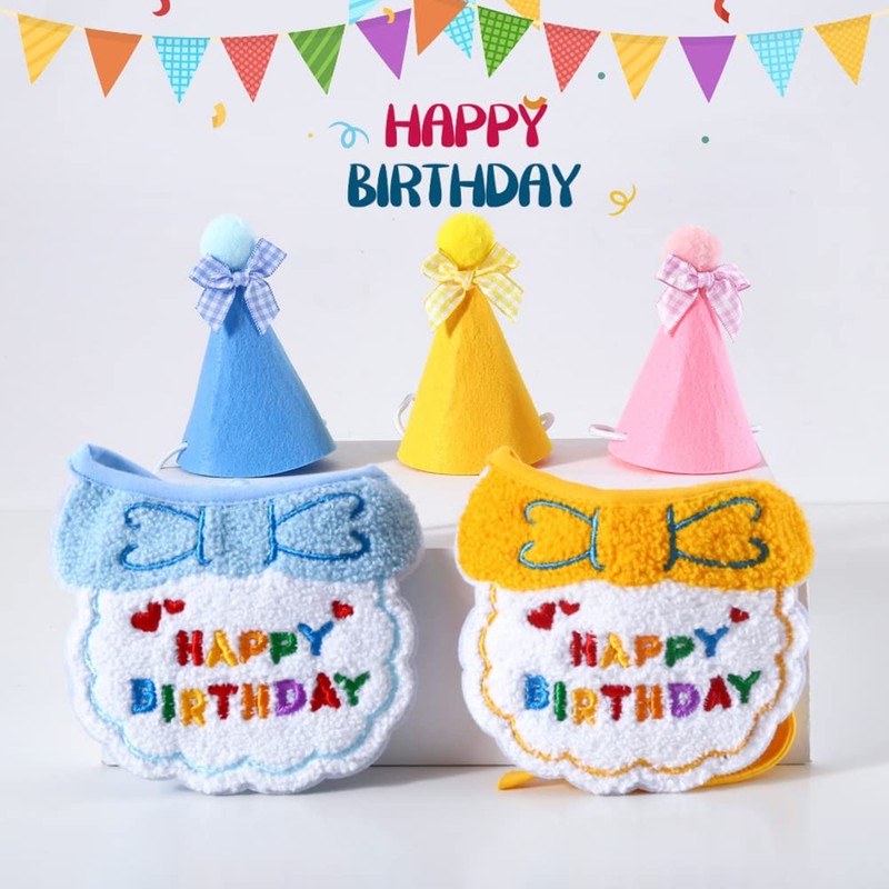Dog Birthday Bandana and Hat Set, Puppy Birthday Party Supply