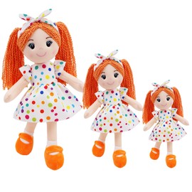 June Garden Snuggle Cuties Bella de 14 pulgadas – Muñeca de peluche suave para niñas – Muñeca de trapo abrazable – Naranja M