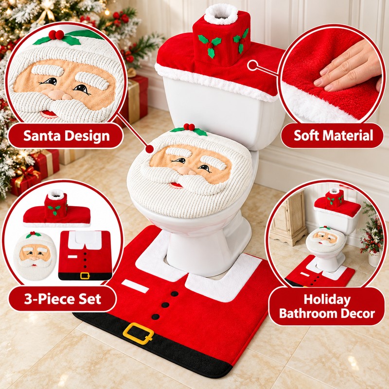Santa Claus Toilet Seat Cover for Christmas Decor – Soft