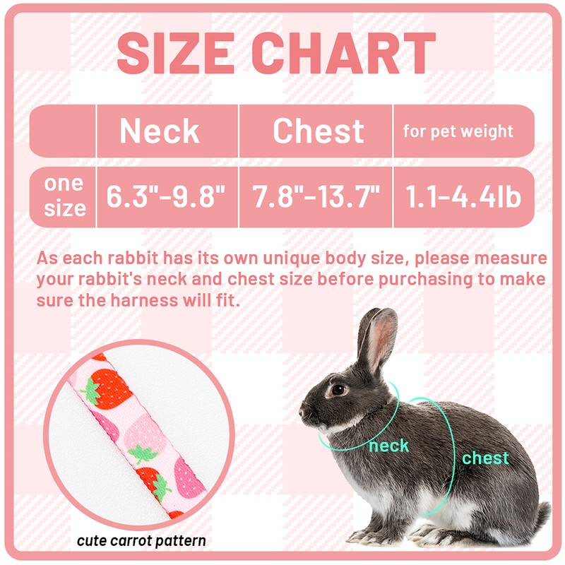ORZECHKO Rabbit Harness and Leash - Adjustable Bunny Harness Escape