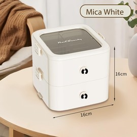 WIZIYION Double-layer nail storage box, nail tip storage box, large-capacity display box, can store a variety of accessories such as small accessories, including nail art gifts (white)