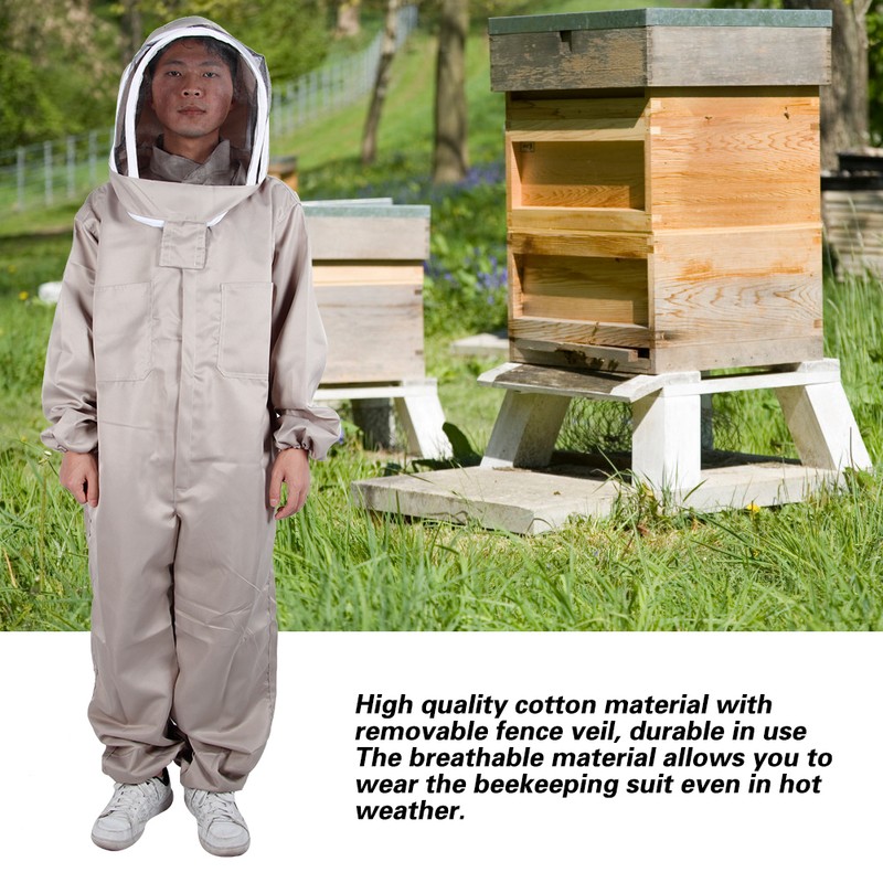 Hooded Beekeeper Suit One Piece Beekeeping Protective Clothes Anti Bee